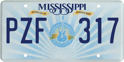 MS license plate PZF317