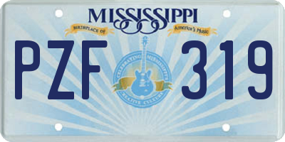 MS license plate PZF319