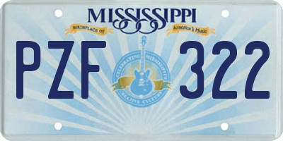 MS license plate PZF322
