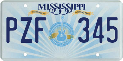 MS license plate PZF345