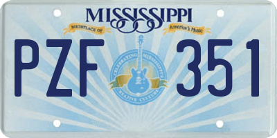 MS license plate PZF351