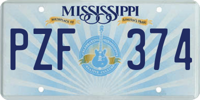 MS license plate PZF374