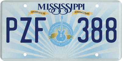 MS license plate PZF388