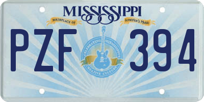 MS license plate PZF394