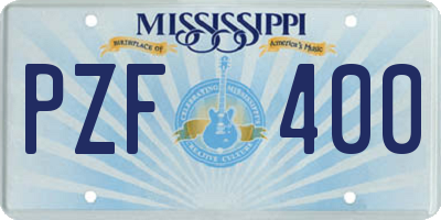 MS license plate PZF400