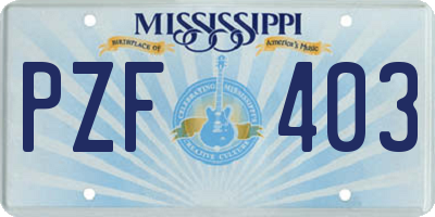 MS license plate PZF403