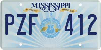 MS license plate PZF412