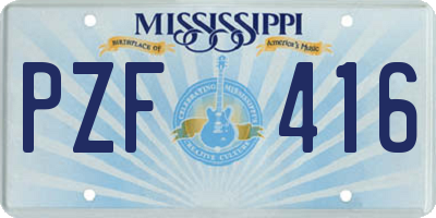 MS license plate PZF416