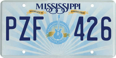 MS license plate PZF426