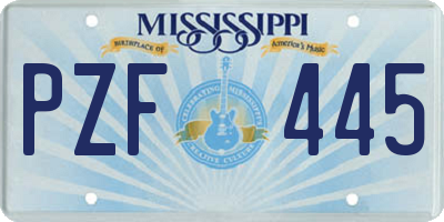 MS license plate PZF445