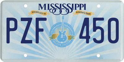 MS license plate PZF450