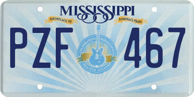 MS license plate PZF467
