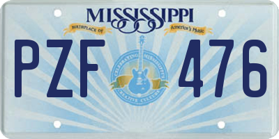MS license plate PZF476