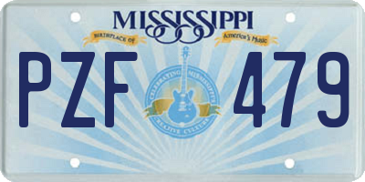 MS license plate PZF479
