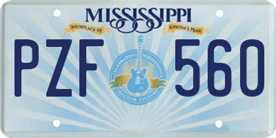 MS license plate PZF560
