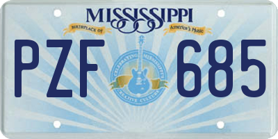 MS license plate PZF685