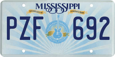 MS license plate PZF692