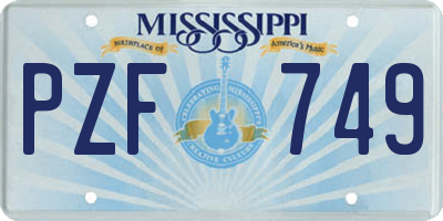 MS license plate PZF749