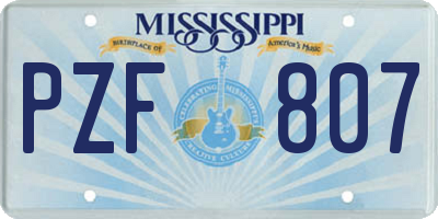 MS license plate PZF807