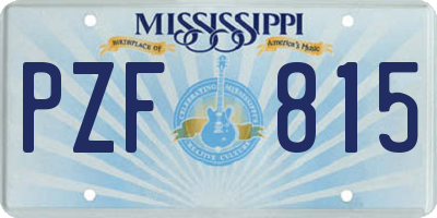 MS license plate PZF815