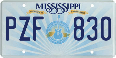 MS license plate PZF830