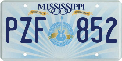 MS license plate PZF852