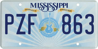 MS license plate PZF863