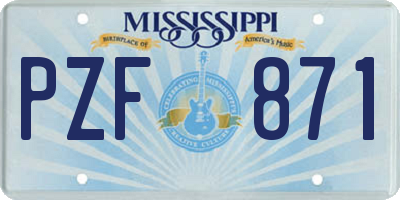 MS license plate PZF871