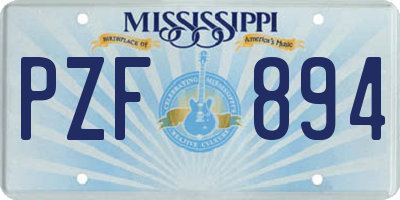 MS license plate PZF894