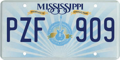 MS license plate PZF909