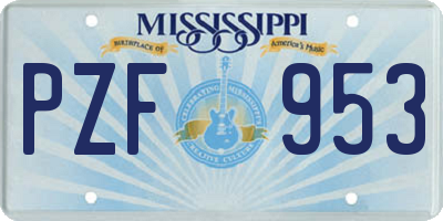 MS license plate PZF953