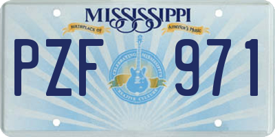 MS license plate PZF971
