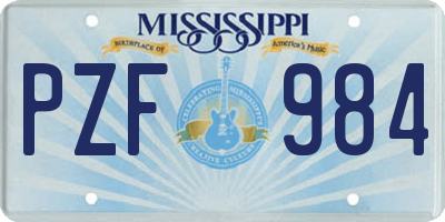 MS license plate PZF984