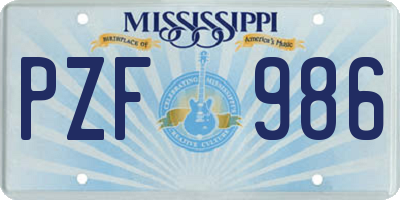 MS license plate PZF986