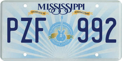 MS license plate PZF992