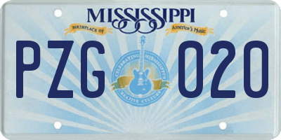 MS license plate PZG020