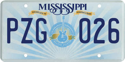 MS license plate PZG026