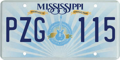 MS license plate PZG115