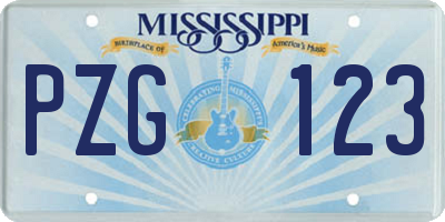 MS license plate PZG123