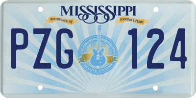 MS license plate PZG124