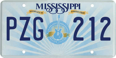 MS license plate PZG212