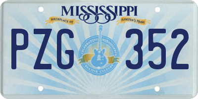MS license plate PZG352