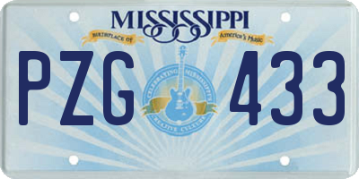 MS license plate PZG433
