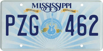 MS license plate PZG462