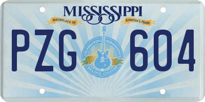 MS license plate PZG604