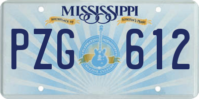 MS license plate PZG612