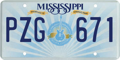 MS license plate PZG671