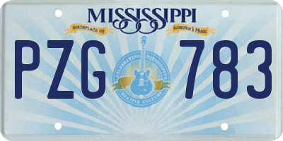 MS license plate PZG783