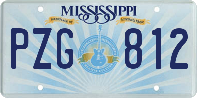MS license plate PZG812