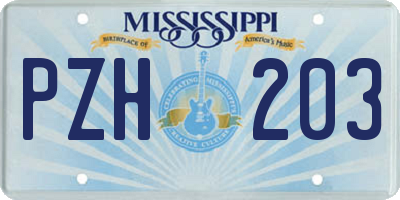 MS license plate PZH203